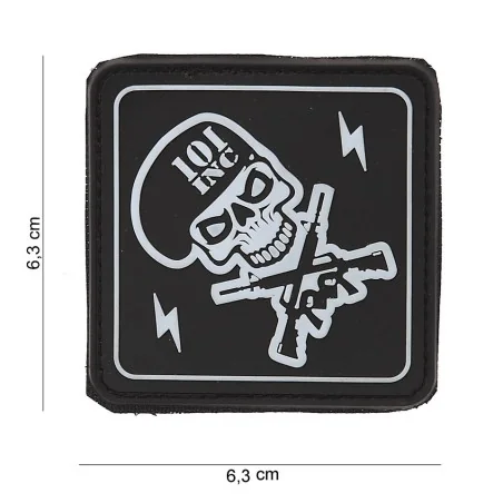 PATCH PVC 3D VELCRO 101 INC SKULL GUN'S NOIR