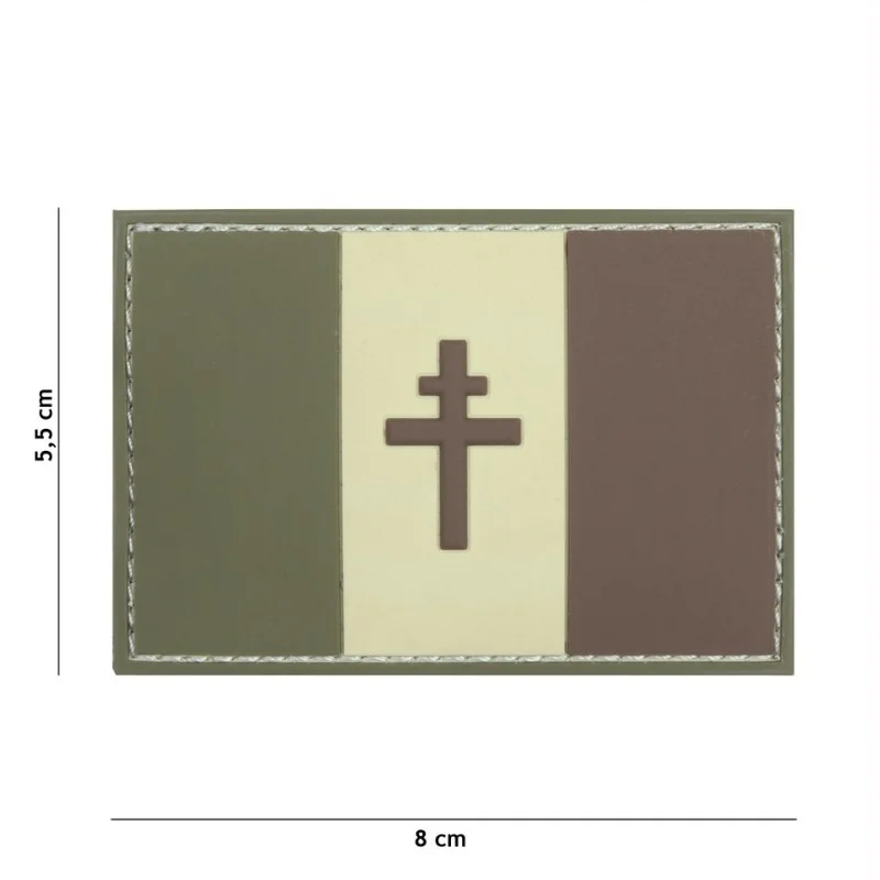 PATCH PVC 3D VELCRO 101 INC FORCES FRANÇAISES LIBRES CAMOUFLAGE (Basse Visibilité)