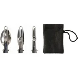 KIT 3 COUVERTS PLIANTS INOX + HOUSSE