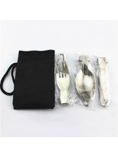 KIT 3 COUVERTS PLIANTS INOX + HOUSSE