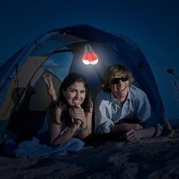 LAMPE DE CAMPING A SUSPENSION 3 LED ROUGE