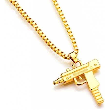 COLLIER CHAÎNE + PENDENTIF SUPREME UZI OR