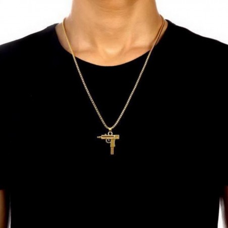 COLLIER CHAÎNE + PENDENTIF SUPREME UZI ARGENT