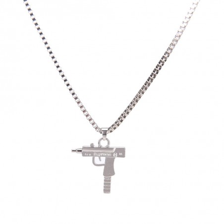 COLLIER CHAÎNE + PENDENTIF SUPREME UZI ARGENT