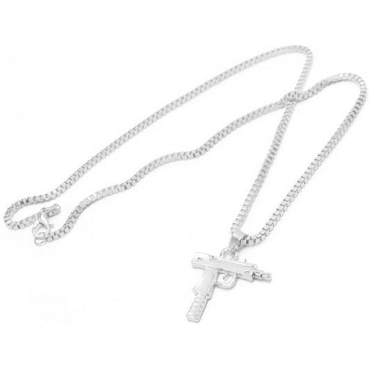 COLLIER CHAÎNE + PENDENTIF SUPREME UZI ARGENT