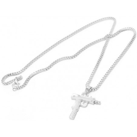 COLLIER CHAÎNE + PENDENTIF SUPREME UZI ARGENT