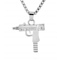 COLLIER CHAÎNE + PENDENTIF SUPREME UZI ARGENT