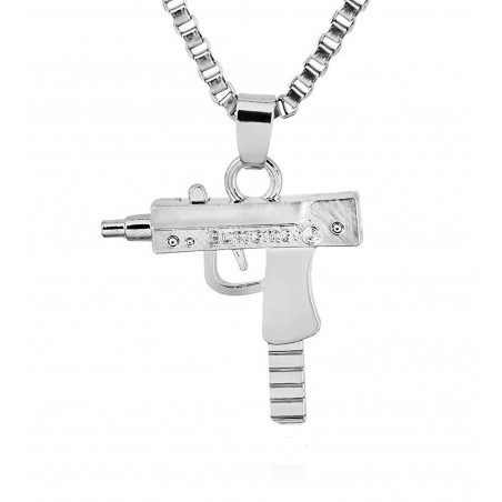 COLLIER CHAÎNE + PENDENTIF SUPREME UZI ARGENT