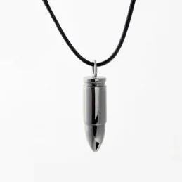 COLLIER EN CUIR + PENDENTIF BALLE NOIR