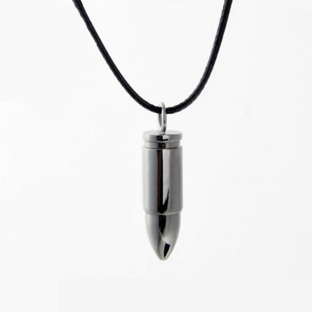 COLLIER EN CUIR + PENDENTIF BALLE NOIR