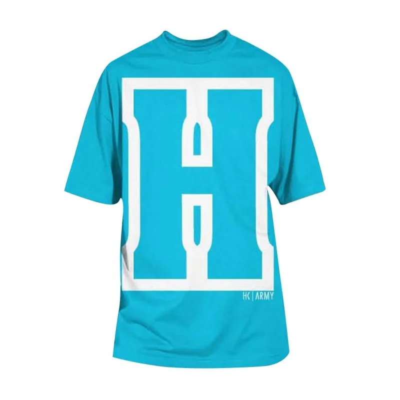 T-SHIRT HK ARMY H BLOCK TURQUOISE/BLANC