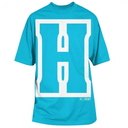 T-SHIRT HK ARMY H BLOCK TURQUOISE/BLANC