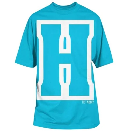 T-SHIRT HK ARMY H BLOCK TURQUOISE/BLANC