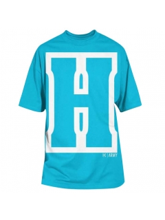 T-SHIRT HK ARMY H BLOCK TURQUOISE/BLANC