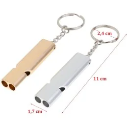 SIFFLET D'URGENCE PORTE-CLÉS (150 dB) ALU GOLD