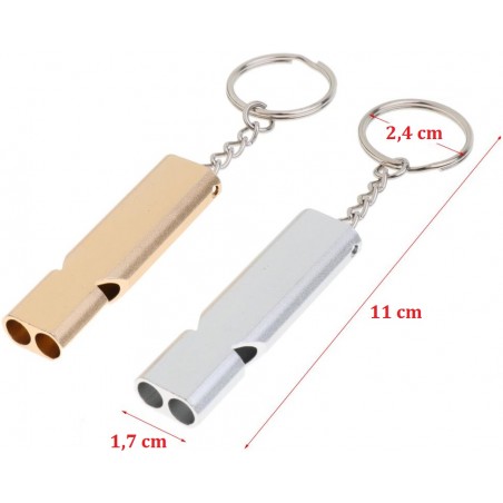 SIFFLET D'URGENCE PORTE-CLÉS (150 dB) ALU GOLD