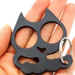 PORTE-CLÉ POING AMÉRICAIN MÉTAL CAT NOIR