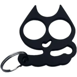 PORTE-CLÉ POING AMÉRICAIN MÉTAL CAT NOIR