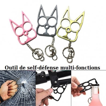 PORTE-CLÉS DE DÉFENSE MULTI-FONCTIONS HIBOUX ARGENT