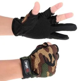 GANTS DE TIR SPORT CAMOUFLAGE WOODLAND (découpe 3 doigts)