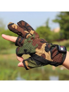 GANTS DE TIR SPORT CAMOUFLAGE WOODLAND (découpe 3 doigts)