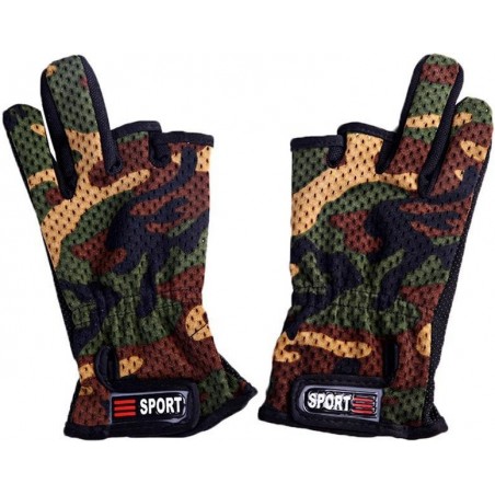 GANTS DE TIR SPORT CAMOUFLAGE WOODLAND (découpe 3 doigts)