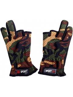 GANTS DE TIR SPORT CAMOUFLAGE WOODLAND (découpe 3 doigts)