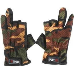 GANTS DE TIR SPORT CAMOUFLAGE WOODLAND (découpe 3 doigts)