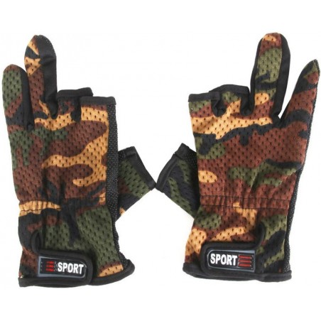 GANTS DE TIR SPORT CAMOUFLAGE WOODLAND (découpe 3 doigts)