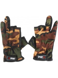 GANTS DE TIR SPORT CAMOUFLAGE WOODLAND (découpe 3 doigts)