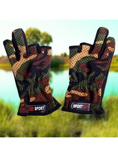 GANTS DE TIR SPORT CAMOUFLAGE WOODLAND (découpe 3 doigts)