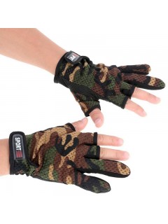 GANTS DE TIR SPORT CAMOUFLAGE WOODLAND (découpe 3 doigts)