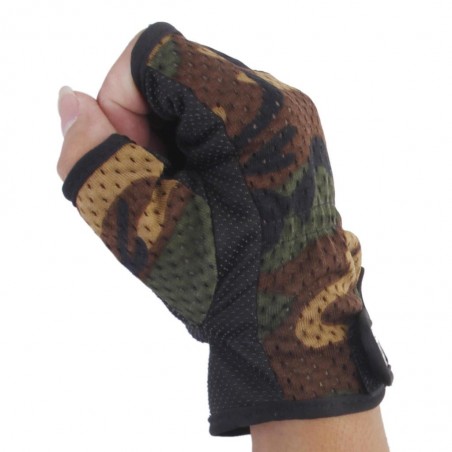 GANTS DE TIR SPORT CAMOUFLAGE WOODLAND (découpe 3 doigts)