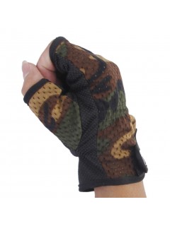 GANTS DE TIR SPORT CAMOUFLAGE WOODLAND (découpe 3 doigts)