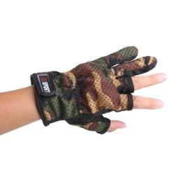 GANTS DE TIR SPORT CAMOUFLAGE WOODLAND (découpe 3 doigts)