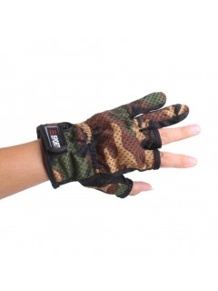 GANTS DE TIR SPORT CAMOUFLAGE WOODLAND (découpe 3 doigts)