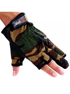 GANTS DE TIR SPORT CAMOUFLAGE WOODLAND (découpe 3 doigts)