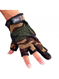 GANTS DE TIR SPORT CAMOUFLAGE WOODLAND (découpe 3 doigts)