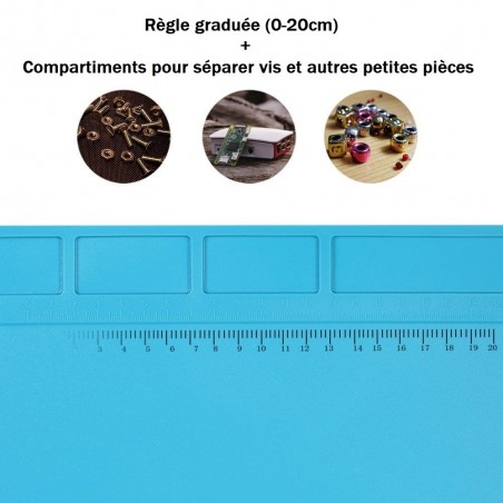 TAPIS D'ENTRETIEN/SOUDURE SILICONE BLEU S-120 (34x23cm)