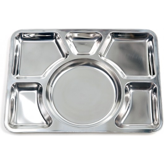 PLATEAU REPAS ACIER INOXYDABLE 6 COMPARTIMENTS FOSCO CHROME