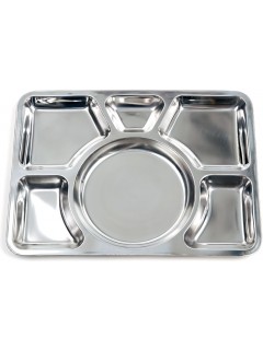 PLATEAU REPAS ACIER INOXYDABLE 6 COMPARTIMENTS FOSCO CHROME