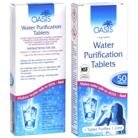 TABLETTES DE PURIFICATION D'EAU BCB OASIS (2 x 50 pcs)