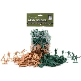 SAC DE 100 SOLDATS EN PLASTIQUE JOHNTOY (VERT/BRUN)