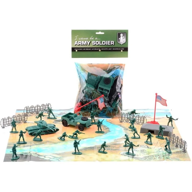 SET DE SOLDATS EN PLASTIQUE JOHNTOY (+ TAPIS)