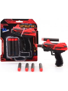 PISTOLET ENFANT MINI JOHNTOY 11CM + 6 FLÈCHES ROUGE/NOIR