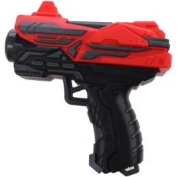 PISTOLET ENFANT MINI JOHNTOY 11CM + 6 FLÈCHES ROUGE/NOIR