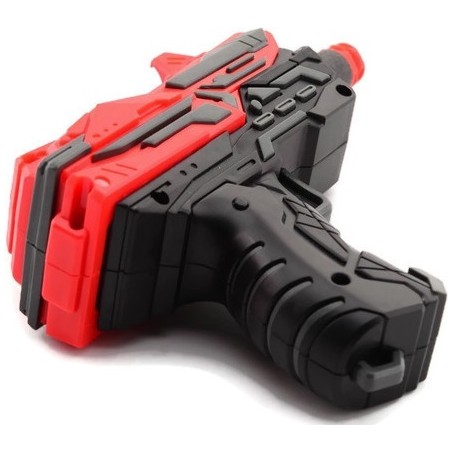 PISTOLET ENFANT MINI JOHNTOY 11CM + 6 FLÈCHES ROUGE/NOIR