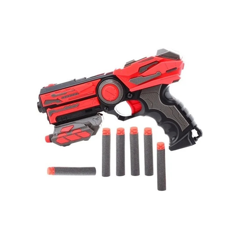 PISTOLET ENFANT JOHNTOY 23CM + 6 FLÈCHES ROUGE/NOIR