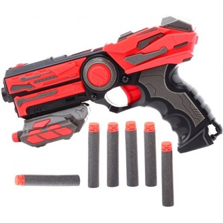 PISTOLET ENFANT JOHNTOY 23CM + 6 FLÈCHES ROUGE/NOIR