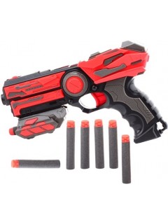 PISTOLET ENFANT JOHNTOY 23CM + 6 FLÈCHES ROUGE/NOIR